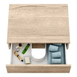 Arezzo Rustic Oak Wall Hung Countertop Basin Shelf with Drawer - 600 x 450mm -Vanity Units Shop ABCTOK6 d4 460