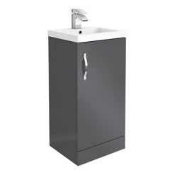Apollo2 405mm Gloss Grey Floor Standing Vanity Unit - Modern Bathroom Storage Solution