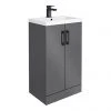 Apollo2 505mm Gloss Grey Floor Standing Vanity Unit with Matt Black Handles | Victorian Plumbing