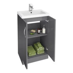 Apollo2 505mm Gloss Grey Freestanding Vanity Unit - Modern Bathroom Storage Solution -Vanity Units Shop AP2GFS5 nd1 460