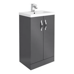 Apollo2 505mm Gloss Grey Freestanding Vanity Unit - Modern Bathroom Storage Solution