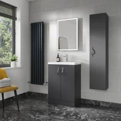 Apollo2 605mm Gloss Grey Freestanding Vanity Unit - Victorian Plumbing -Vanity Units Shop AP2GFS6 d4 460