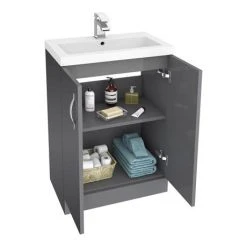 Apollo2 605mm Gloss Grey Freestanding Vanity Unit - Victorian Plumbing -Vanity Units Shop AP2GFS6 nd1 460