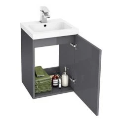 Apollo2 405mm Gloss Grey Wall Hung Vanity Unit | Modern Bathroom Storage Solution 5 Apollo2 405mm Gloss Grey Wall Hung Vanity Unit | Modern Bathroom Storage Solution -Vanity Units Shop AP2GWH4 d1 460