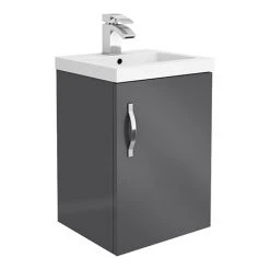 Apollo2 405mm Gloss Grey Wall Hung Vanity Unit | Modern Bathroom Storage Solution
