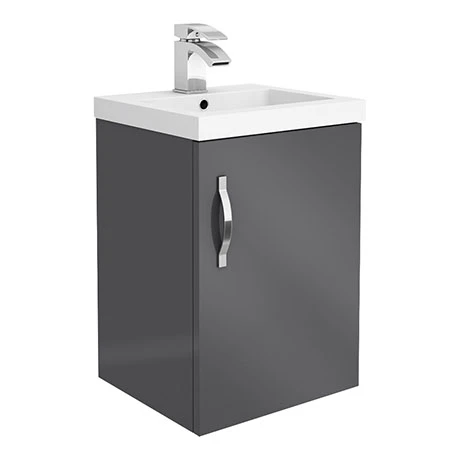 Apollo2 405mm Gloss Grey Wall Hung Vanity Unit | Modern Bathroom Storage Solution 1 Apollo2 405mm Gloss Grey Wall Hung Vanity Unit | Modern Bathroom Storage Solution