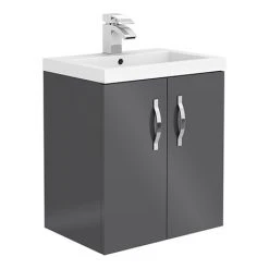 Apollo2 505mm Gloss Grey Wall Hung Vanity Unit | Victorian Plumbing