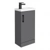 Apollo2 405mm Gloss Grey Compact Freestanding Vanity Unit with Matt Black Handle | Victorian Plumbing