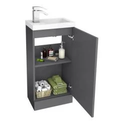 Apollo2 405mm Gloss Grey Compact Floor Standing Vanity Unit 5 Apollo2 405mm Gloss Grey Compact Floor Standing Vanity Unit -Vanity Units Shop APC2GFS4 d1 460