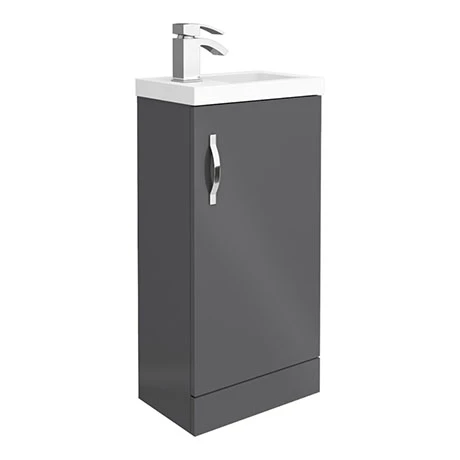 Apollo2 405mm Gloss Grey Compact Floor Standing Vanity Unit 1 Apollo2 405mm Gloss Grey Compact Floor Standing Vanity Unit