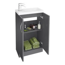 Apollo2 505mm Gloss Grey Compact Floor Standing Vanity Unit - Victorian Plumbing -Vanity Units Shop APC2GFS5 d1 460