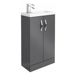 Apollo2 505mm Gloss Grey Compact Floor Standing Vanity Unit - Victorian Plumbing