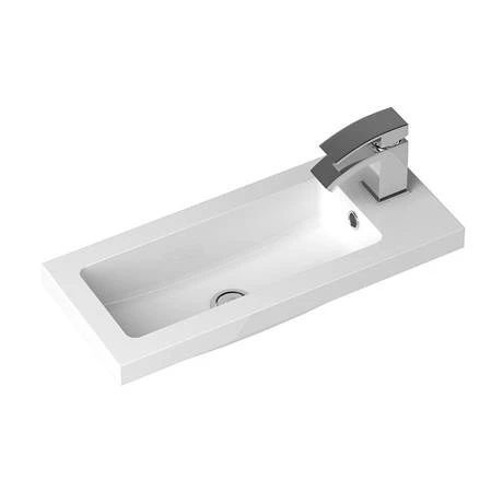 Apollo2 605mm Gloss Grey Open Shelf Compact Floor Standing Vanity Unit with Matt Black Handle 3 Apollo2 605mm Gloss Grey Open Shelf Compact Floor Standing Vanity Unit with Matt Black Handle - Image 3