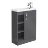 Apollo2 605mm Gloss Grey Open Shelf Compact Floor Standing Vanity Unit - Victorian Plumbing