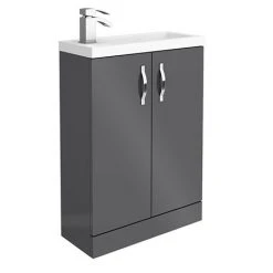Apollo2 605mm Gloss Grey Compact Floor Standing Vanity Unit - Premium Quality & Stylish Design