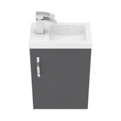Apollo2 405mm Gloss Grey Compact Wall Hung Vanity Unit - Victorian Plumbing -Vanity Units Shop APC2GWH4 n d2 460