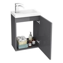 Apollo2 405mm Gloss Grey Compact Wall Hung Vanity Unit - Victorian Plumbing -Vanity Units Shop APC2GWH4 nd1 460