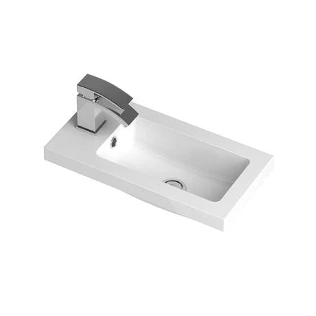 Apollo2 505mm Gloss Grey Compact Wall Hung Vanity Unit with Matt Black Handles - Modern Bathroom Storage 2 Apollo2 505mm Gloss Grey Compact Wall Hung Vanity Unit with Matt Black Handles - Modern Bathroom Storage - Image 2