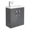 Apollo2 505mm Gloss Grey Compact Wall Hung Vanity Unit - Modern Bathroom Storage Solution