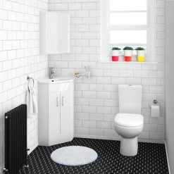 Alaska Corner Vanity Unit - Gloss White - 590mm with Chrome Handles | Freestanding Bathroom Vanity -Vanity Units Shop AV001 ND5 460