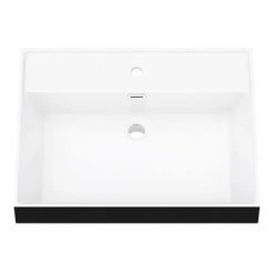 Arezzo Gloss White Countertop Basin Unit with Black Frame - 800mm -Vanity Units Shop AZ8WB2DBLK d2 460