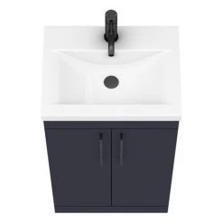 Arezzo 500 Matt Blue Floor Standing Vanity Unit with Matt Black Handles | Freestanding Vanity Unit -Vanity Units Shop AZB5FSVBK D5 460
