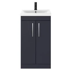 Arezzo 500 Matt Blue Freestanding Vanity Unit with Chrome Handles - Modern Bathroom Furniture -Vanity Units Shop AZB5FSVCH d3 460