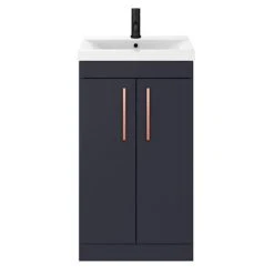 Arezzo 500 Matt Blue Freestanding Vanity Unit with Rose Gold Handles | Modern Bathroom Furniture -Vanity Units Shop AZB5FSVRG d2 460