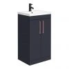 Arezzo 500 Matt Blue Freestanding Vanity Unit with Rose Gold Handles | Modern Bathroom Furniture