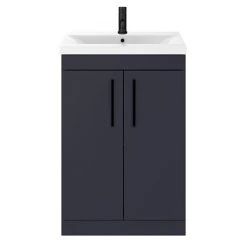 Arezzo 600 Matt Blue Freestanding Vanity Unit with Matt Black Handles -Vanity Units Shop AZB6FSVBK nd2 460