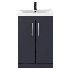 Arezzo 600 Matt Blue Floor Standing Vanity Unit with Chrome Handles – Premium Freestanding Bathroom Furniture -Vanity Units Shop AZB6FSVCH detail3 460