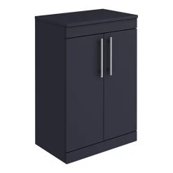 Arezzo Matt Blue 600mm Freestanding Vanity Unit with Chrome Handles