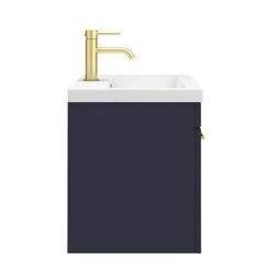 Arezzo 600 Matt Blue Wall Hung 1-Drawer Vanity Unit with Brushed Brass Handle -Vanity Units Shop AZB6WHVBB D5 460
