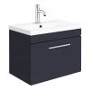 Arezzo Matt Blue Wall Hung Vanity Unit 600mm with Industrial Chrome Handle
