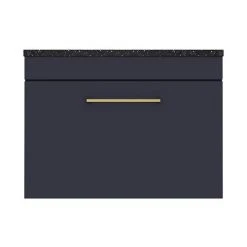 Arezzo 600mm Wall Hung Countertop Vanity Unit - Matt Blue with Black Worktop & Brushed Brass Handle -Vanity Units Shop AZB6WHWBBB d5 460