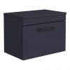 Arezzo Matt Blue Wall Hung Countertop Vanity Unit 600mm - Modern Industrial Style with Black Handle