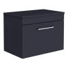 Arezzo Matt Blue Wall Hung Countertop Vanity Unit 600mm with Chrome Handle
