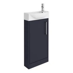 Arezzo Matt Blue 450mm 1TH Floor Standing Cloakroom Vanity Unit - Freestanding Bathroom Storage -Vanity Units Shop AZBLU4FS d4 460