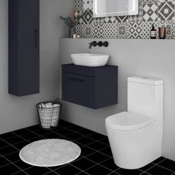Arezzo Wall Hung Countertop Basin Unit - Blue with Black Handle - 600mm inc. Basin -Vanity Units Shop AZBWHMB465 n d2 460