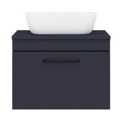 Arezzo Wall Hung Countertop Basin Unit - Blue with Black Handle - 600mm inc. Basin -Vanity Units Shop AZBWHMB465 d4 460