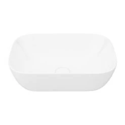 Arezzo Floating Basin Shelf with Drawer - Matt White - 600mm with Curved Rectangular Basin -Vanity Units Shop AZCTWHT6B1 n d3 460