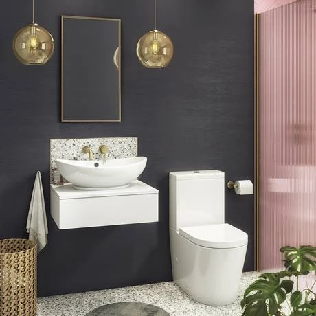 Arezzo Floating Basin Shelf with Drawer - Matt White - 600mm with Oval Basin | Wall Hung Vanity Unit 6 Arezzo Floating Basin Shelf with Drawer - Matt White - 600mm with Oval Basin | Wall Hung Vanity Unit - Image 6