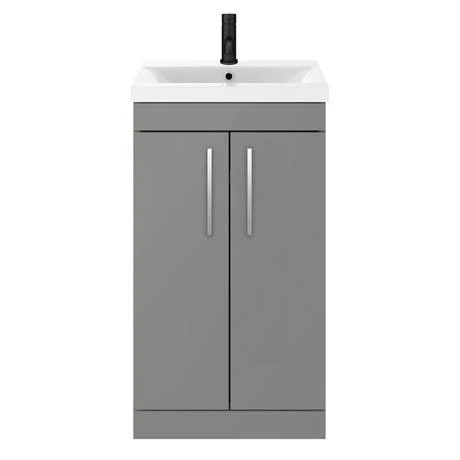 Arezzo 500 Matt Grey Freestanding Vanity Unit with Chrome Handles | Modern Bathroom Storage 4 Arezzo 500 Matt Grey Freestanding Vanity Unit with Chrome Handles | Modern Bathroom Storage - Image 4