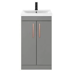 Arezzo 500 Matt Grey Freestanding Vanity Unit with Rose Gold Handles | Modern Bathroom Storage 6 Arezzo 500 Matt Grey Freestanding Vanity Unit with Rose Gold Handles | Modern Bathroom Storage -Vanity Units Shop AZG5FSVRG detail1 460