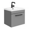 Arezzo Matt Grey Wall Hung Vanity Unit, 500mm with Industrial Black Handle
