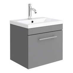 Arezzo Industrial Style 500 Matt Grey Wall Hung Vanity Unit with Chrome Handle