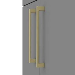 Arezzo 600 Matt Grey Floor Standing Vanity Unit with Brushed Brass Handles - Modern Freestanding Bathroom Storage -Vanity Units Shop AZG6FSVBB d2 460