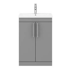 Arezzo Matt Grey 600mm Floor Standing Vanity Unit with Chrome Handles 10 Arezzo Matt Grey 600mm Floor Standing Vanity Unit with Chrome Handles -Vanity Units Shop AZG6FSVCHIS d4 460