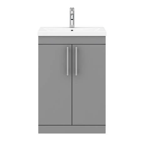 Arezzo Matt Grey 600mm Floor Standing Vanity Unit with Chrome Handles 5 Arezzo Matt Grey 600mm Floor Standing Vanity Unit with Chrome Handles - Image 5