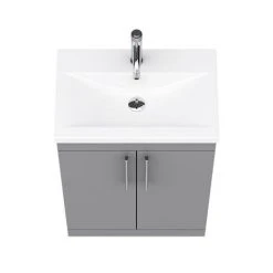 Arezzo Matt Grey 600mm Floor Standing Vanity Unit with Chrome Handles 11 Arezzo Matt Grey 600mm Floor Standing Vanity Unit with Chrome Handles -Vanity Units Shop AZG6FSVCHIS d5 460